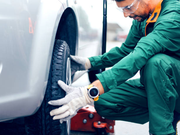 Tire changing at car service Tire changing at car service